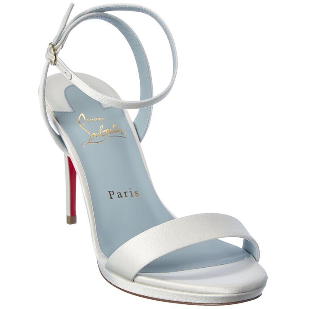 Christian Louboutin Loubi Queen 100 Satin Sandal, White